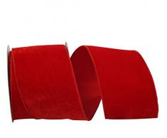 Reliant Ribbon 93592W-065-10F Regal Velvet Plush Wired Edge Band, rot, 4 Inch X 10 Yards