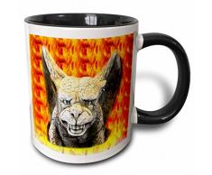 3dRose Gargoyle mit Feuer Background-Two Ton Kaffeebecher, Keramik, Schwarz, 10.16 cm x 7,62 x-Uhr