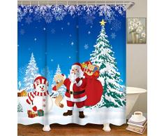 LIVILAN Weihnachts-Duschvorhang-Set mit 12 Haken, Badevorhang, Heimdekoration, Stoff, maschinenwaschbar, Sichtschutz, 183 x 183 cm