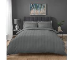Sleepdown Bettwäsche-Set, Feinste Streifen, Waffelmuster, Doppelbett, Polycotton, Grau