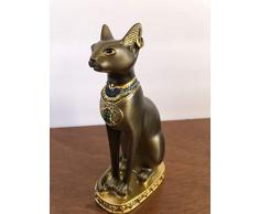 YOUNI - antikes Ägyptisches Bastet Skulptur Katze Göttin Statue Sammlerstück 5.5 inches Bronze