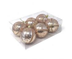 Allgala Christbaumkugeln, 7,6 cm, glitzernd, 6 Stück Rose Gold