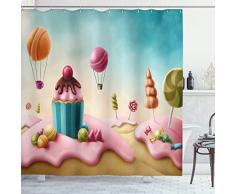Eule Vorhang für die Dusche von ambesonne, Handgezeichnetes Hipster Geek Vogel mit Brille Fliege Fun Doodle Sketch, Stoff Badezimmer Decor Set mit Haken, Mandel grün weiß dunkelbraun, Textil, Multi 7, 69W x 70L