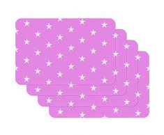 Venilia Tischset Platzset für Esszimmer STERNE FUCHSIA PINK, 4er Set abwischbar Polypropylen, lebensmittelecht, 45 x 30 cm, 4 Stück, 59048, Kunststoff, Motive, 4