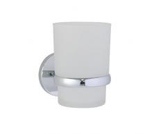 axentia Zahnputzbecher Capri, dekoratives Badaccessoire, ZahnbÃ¼rstenhalter zur Wandmontage, Glasbecher mit verchromtem Halter, ca. 6,7 x 9,5 x 9 cm, Silber