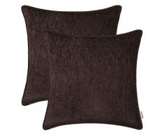 BRAWARM Kissenbezüge für Couch Sofa, Heimdekoration, einfarbig, gestreift, weiches Chenille, 2 Stück Modern 22 X 22 Inches - 2 Pcs Kaffee & Piping