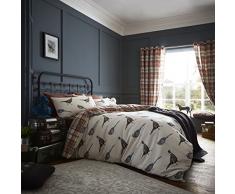 Catherine Lansfield Heritage Country Birds Bettbezug, 100% Baumwolle, Beige, Einzelbett, 160 x 200 x 1 cm