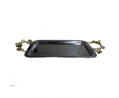 Decozen Obstständer, 2 Etagen, glänzende Teller und Orchideenblume, dekorativer Griff für Obst und Kuchen, für Küche und Esstisch, dekorative Obstablett Design-25