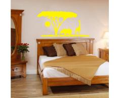 INDIGOS 4052166118538 Wandtattoo w557 Afrika / Steppe Elefant Giraffe Wandaufkleber 96 x 47 cm, gelb