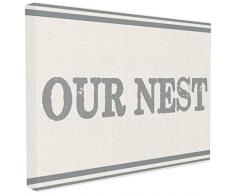 The Stupell Home DÃ©cor Collection Our Nest Mehlsack Typographie Wandschild, Canvas, Mehrfarbig, 60.96 x 3.81 x 76.2 cm