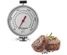 Westmark Ofenthermometer zum Aufhängen und Hinstellen, Durchmesser: 7,5 cm, Rostfreier Edelstahl, Silber/Weiß, 12902260
