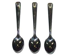 FACKELMANN 32033 3 Stück Kaffeelöffel Bourget, Stahl, grau, 13,5 x 1,8 x 1,3 cm