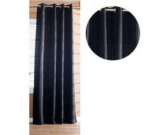 Gardinenbox Vorhang Jacquard Deko Gardine Ãsen Feine Musterung Blickdicht Lichdurchlässig, Polyester, Schwarz, 245 x 140 cm
