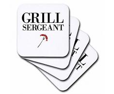 3dRose cst_265185_3 Grill Sergeant BBQ Ceramic Tile Coasters, Clear