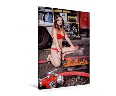 Calvendo Premium Textil-Leinwand 50 cm x 75 cm hoch, Sexy Feuerwehrfrau | Wandbild, Bild auf Keilrahmen, Fertigbild auf echter Leinwand, Leinwanddruck Menschen Menschen