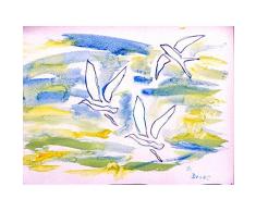 Betsy Drake DREI Möwen Wand-Außenleuchte hängend, 61 x 76,2 cm