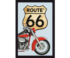 empireposter - Route 66 - Rotes Bike - GröÃe (cm), ca. 20x30 - Bedruckter Spiegel, NEU - Beschreibung: - Bedruckter Wandspiegel mit schwarzem Kunststoffrahmen in Holzoptik -