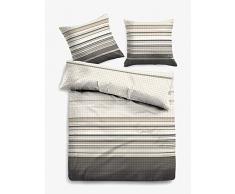 TOM TAILOR 0009887 Flanell Bettwäsche Garnitur mit Kopfkissenbezug (Baumwolle) 1x 200x200 cm + 2X 80x80 cm, beige