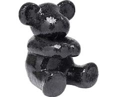 Kare Design Deko Objekt Teddy Bear Hug Schwarz, niedliche Dekofigur als Bären Skulptur in der Farbe Schwarz, Glänzende Optik (H/B/T) 58x45x42cm