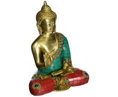 Buddha Messingfigur Lord Statue Skulptur Kunst Metall Religiöse Idol Figur Figur Gautam sitzender Gott Hindu-Indien Vintage Haltung