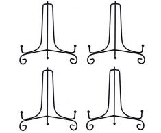 Haked Dekorativer Eisen Display Ständer, Schwarz Eisen Staffelei Teller Display Foto Halter Ständer, Zeigt Bild Rahmen, Kochbücher, Deko Teller, Tablets und Kunst 4 inch 2 Pack Black