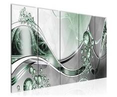 Bilder Abstrakt Wandbild 200 x 80 cm Vlies - Leinwand Bild XXL Format Wandbilder Wohnzimmer Wohnung Deko Kunstdrucke Grün Grau 5 Teilig - MADE IN GERMANY - Fertig zum Aufhängen 109155b