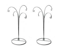 hohiya Weihnachten Ornament Display Ständer Halter Aufhänger Haken Ball Kugel Hund Katze Foto Glas Personalisierte Art Craft DIY 4 Arme Weihnachts Ostern Home Party Craft Art DEKORATION 30,5 cm (Silber, 2 Stück)