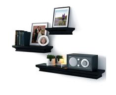 Traditionelle schmal, Wandregal Set Kronenform Design Set von 3 schwarz