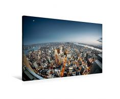 Premium Textil-Leinwand 90 x 60 cm Quer-Format New York City bei Nacht | Wandbild, HD-Bild auf Keilrahmen, Fertigbild auf hochwertigem Vlies, Leinwanddruck von Markus Gann - www.magann.de