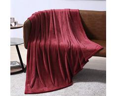 EXQ Home Fleecedecke für Bett oder Couch – superweiche Mikrofaser-Flanelldecke für Erwachsene oder Haustiere (leicht, Nicht fusselnd) Casual Throw rot