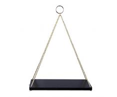 Candyqueen Hängeregal aus Holz, hängend, Boho-Deko, für Wohnzimmer, Schlafzimmer, Badezimmer, Küche, Wandregal, Schwarz