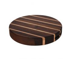 Grunwerg Rockingham Forest Multi-Holz Schneidebrett – Akazie, Verkohlte Akazie & Kautschukholz – Rund, Durchmesser von 35 cm, Extra-dick