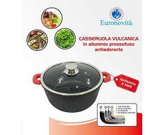 Euronovità Halbmondform en-20765 Pfanne Schmorpfanne, Stein, Schwarz, 28 x 28 x 13 cm