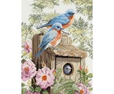 PN-0008197 Gezählten Kreuzstich Kit, Garten blaue Vögel, ebengewebt