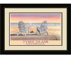 Northwest Art Mall ba-5631 mfgdm klare Kante/ACB Tybee Island Adirondack Stühle auf Beach gerahmt Art Wand von Künstler Dave bartholet, 33 x 40,6 cm