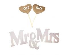 JMAF Weißes Holzschild im Vintage-Stil, mit Aufschrift Mr & Mrs, rustikale Hochzeitsschilder für Hochzeitstisch, Foto-Requisiten, Partytisch, Top Dinner, rustikale Hochzeitsdekoration