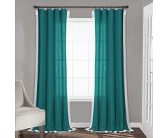 Lush Decor Rosalie Fenstervorhänge, Landhausstil, rustikaler Stil, für Wohnzimmer, Esszimmer, Schlafzimmer, 213 x 137 cm, Türkis