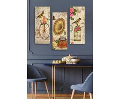 Bonamaison dekorativ 100% Mdf Malerei für Startseite,Gemälde für Wohnzimmer, Kunstdruck für Küche, Gerahmte Bilder für Schlafzimmer 70X50 Cm, 3 Stück - Hergestellt in der Türkei