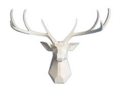 YJ Home Wandskulptur Hirschkopf, Wanddekoration Art Deco XX-L White Deer D
