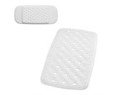 RIDDER Promo Set: Badewanneneinlage Kopfpolster, 100% synthetischer Kautschuk (TPE = Thermoplastisches Elastomere), weiß, ca. 36x71 cm