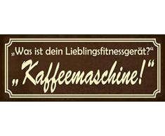 Schatzmix Spruch FitnessgerÃ¤t Kaffee Metallschild 27x10 cm Wanddeko tin Sign Blechschild, Blech, Mehrfarbig
