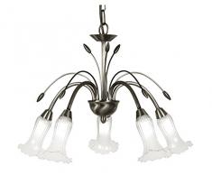 Oaks Lighting 3128 5 als Sadon Deckenleuchte in Antique Silver Finish mit mattem Glas