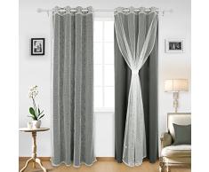 Deconovo Verdunkelungsvorhang, wärmeisoliert, energiesparend, für Schlafzimmer, 132,1 x 241,9 cm, Dunkelgrau, 2 Stück