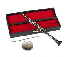 Seawoo Miniatur-Klarinette mit Ständer und Fall Mini Musikinstrument Mini Klarinette Miniatur Puppenhaus Modell Weihnachten Ornament 7.28 Schwarz