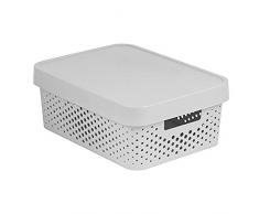 Curver 04753-N23-00 Aufbewahrungsbox Infinity Punkte mit Deckel 11L in Plastik 36.3 x 27 x 22.2 cm, weiÃ