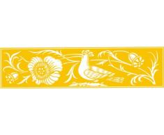 INDIGOS 4051095029687 Wandtattoo w269 Blumen, Vogel 80 x 20 cm, gold