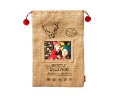 Adventa Weihnachtsstrumpf, Weihnachtsmann, personalisierbar, für 102 x 152 mm, Braun