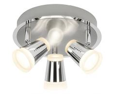 Brilliant Stairs LED Spotrondell 3 flg Deckenstrahler schwenkbar Lichtauslass zweiseitig eisen/chrom 1080 Lumen, LED integriert