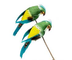 lwingflyer Schaumstoff-Vögel Feder künstliche Simulation Papageien Ornamente DIY Handwerk für Hochzeit Dekoration Zuhause Garten Party Zubehör 12 cm 2pcs grün