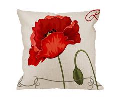 HGOD DESIGNS Überwurf Kissen Fall Rot Mohn Baumwolle Leinen Quadratisch Kissenbezug Standard Kissenbezug für Männer Frauen Kinder Home Dekorative Sofa Sessel Schlafzimmer Wohnzimmer 45,7 x 45,7 cm